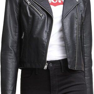 Women's The Classic Faux Leather Moto Jacket Regular & Plus Size